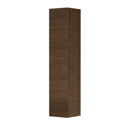 INK Armoire de salle de bains - 36x37x169cm - 1 porte - fraisage vertical - chêne massif - chocolate