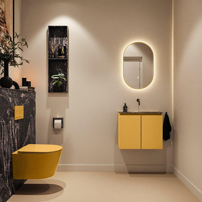 MONDIAZ TURE-DLUX 60cm toiletmeubel Ocher. EDEN wastafel Lava positie midden. Zonder kraangat.