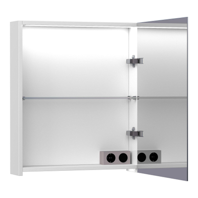 BRAUER Impress Deluxe armoire de toilette - 60x70x15cm - éclairage interne et externe - 1 porte miroir double face à ouverture vers la droite en blanc mat