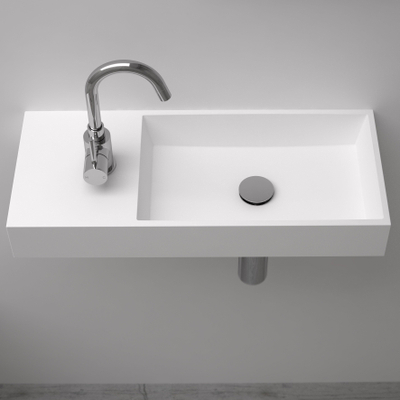 Clou Mini Wash Me fontein 56x24cm links zonder plug Aluite Wit mat