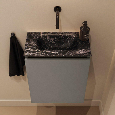 MONDIAZ TURE-DLUX Meuble toilette - 40cm - Smoke - EDEN - vasque Lava - position centrale - sans trou de robinet