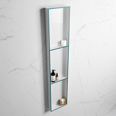 Mondiaz Easy nis 29.5x149.5x8cm voor Inbouw/opbouw 3 open vakken Solid surface Talc/Smag