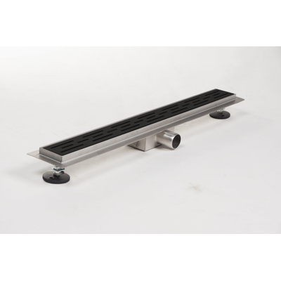 Brauer Douchegoot - 180x7x6.7cm - ondiepe vloerflens - zijuitloop - RVS - mat zwart