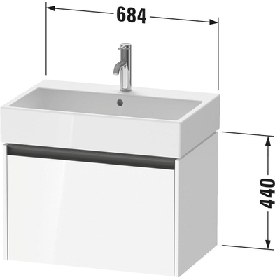 Duravit ketho 2 meuble sous lavabo avec 1 tiroir 68.4x46x44cm avec poignée anthracite basalte mat