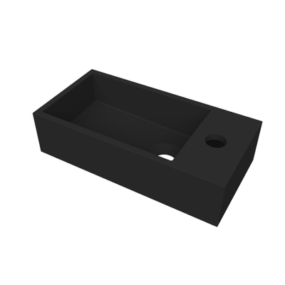 Arcqua Flair fontein - 36x18x9cm - cast marble - 1 kraangat - rechts - mat zwart