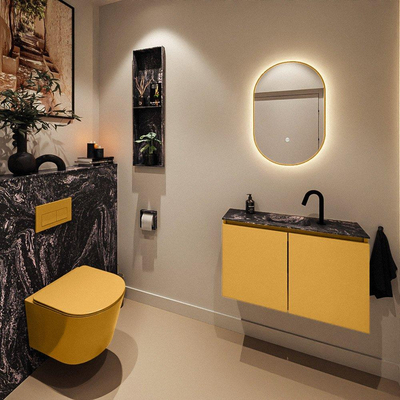 MONDIAZ TURE-DLUX Meuble de toilette 80 cm Ocher. EDEN lavabo Lava position milieu. Avec 1 trou de robinet.