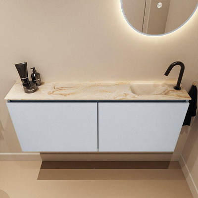 MONDIAZ TURE-DLUX 120cm toiletmeubel Clay. EDEN wastafel Frappe positie rechts. Met 1 kraangat.