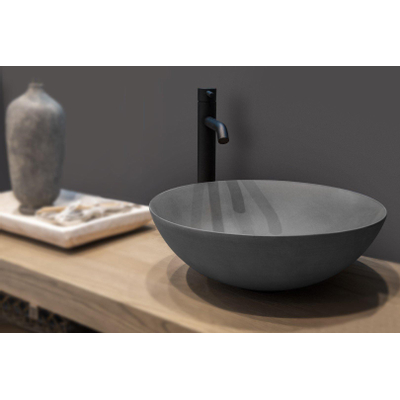 Looox Ceramic raw waskom - 40cm - rond - dark grey TWEEDEKANS