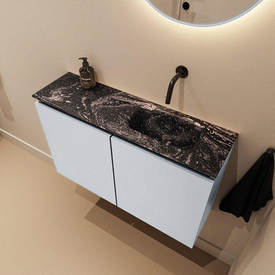MONDIAZ TURE-DLUX 80cm toiletmeubel Clay. EDEN wastafel Lava positie rechts. Zonder kraangat.