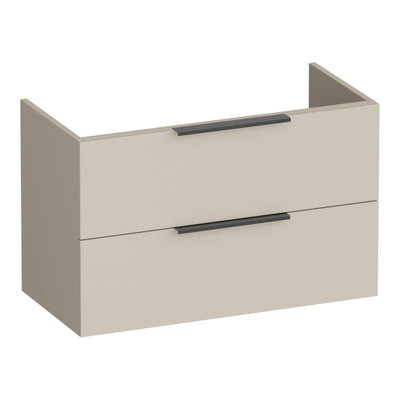BRAUER Elevate wastafelonderkast ondiep 80 excl. opleggrepen 2 softclose lades en 1 sifon uitsparing - mat beige