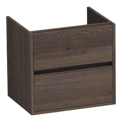BRAUER Adore meuble sous-lavabo - 60x46x55cm - 2 tiroirs softclose - sans poignées - 1 découpe pour siphon - chêne massif - chêne à lamelles noir