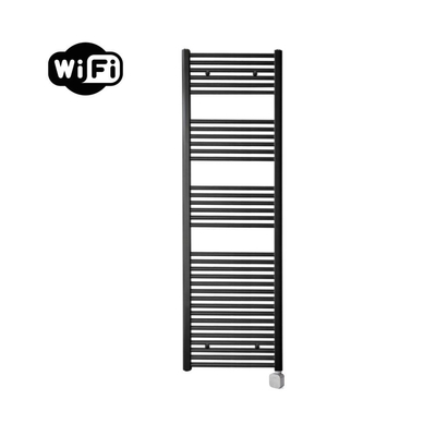 Sanicare HPW Elektrische Radiator - 172x60cm - 1127W - wifi - thermostaat - zilver - rechtsonder - mat zwart