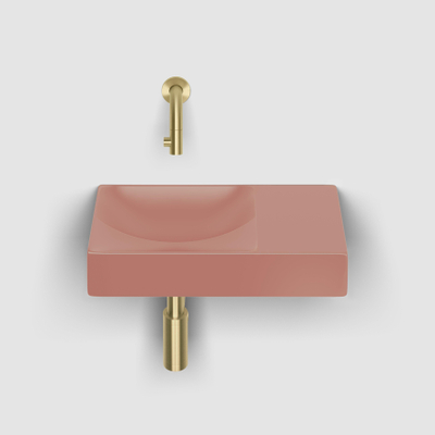 Clou Vale lave-mains 38 cm sans trou de robinet à droite rose mat céramique