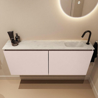 MONDIAZ TURE-DLUX Meuble WC 120 cm Rosee. Lavabo EDEN Opalo position droite. Avec 1 trou de robinet.