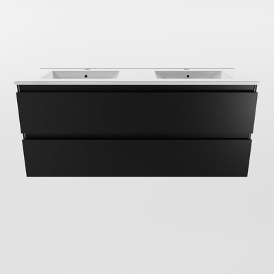 Mondiaz AIVY Ensemble de meuble - 120x45x50cm - 2 trous de robinet - 2 vasques Talc céramique - Gauche et droite - 2 tiroirs - avec miroir - MDF Urban