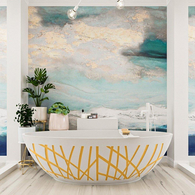 MONDIAZ HOLM DESIGN Baignoire autoportante - 180x85cm - Ocher / Talc