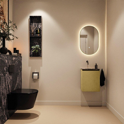 MONDIAZ TURE-DLUX Meuble toilette - 40cm - Oro - EDEN - vasque Lava - position gauche - sans trou de robinet