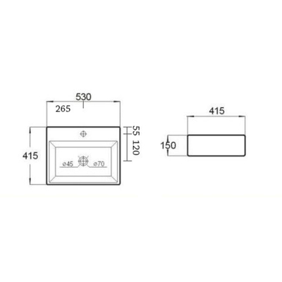 Best Design Class lavabo 53x41,5x15cm 1 trou de robinet porcelaine blanc