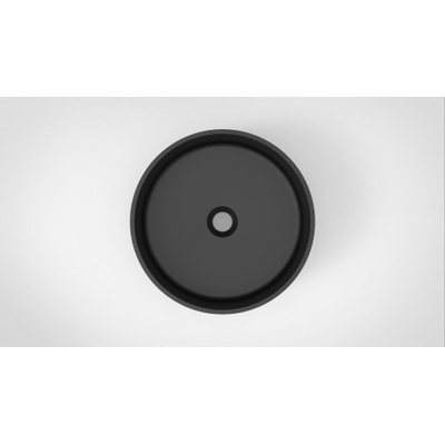 Arcqua Case waskom - 40x40cm - Rond - Cast marble Zwart Mat