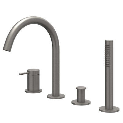 IVY Bond Combinaison pour rebord de baignoire - 4 voies - mitigeur - bec pivotant - douchette extractible - Metal black brossé PVD