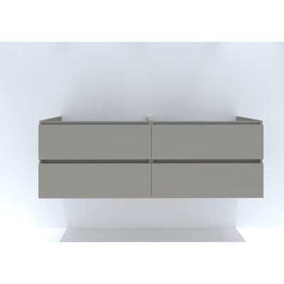 HR badmeubelen Infinity Wastafelonderkast - 160x44.8x55cm - 4 lades - dubbele sifonuitsparing - greeploos - beige mat