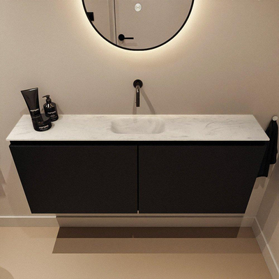 MONDIAZ TURE-DLUX meuble WC 120 cm Urban. EDEN lavabo Opalo position milieu. Sans trou de robinet.