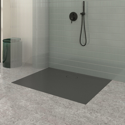 Villeroy & Boch Ecora douchebak - 120x90x3.5cm - afvoer lange zijde - anthracite (antraciet)
