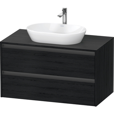 Duravit ketho 2 meuble sous lavabo avec plaque console avec 2 tiroirs 100x55x56.8cm avec poignées chêne anthracite noir mat