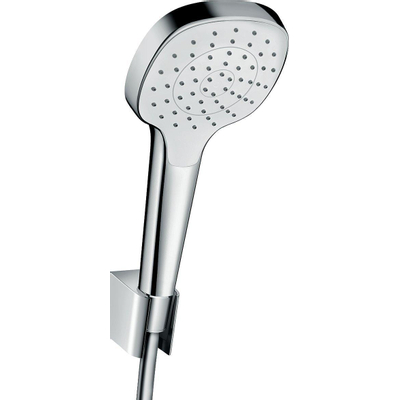 Hansgrohe Croma select e PorterS badset - met Croma - select E - 1jet - handdouche - met wandhouder - met isiflex B - doucheslang - 125cm wit/chroom - wit chroom