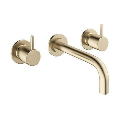 Crosswater MPRO Wastafelkraan inbouw - uitloop 19cm - met inbouwdeel - geborsteld messing (goud)