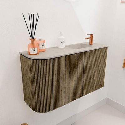 Mondiaz JOYA-DLUX 71.6cm toiletmeubel - ronding links kleur Dusk - Wastafel FAYE positie Rechts 1 kraangat kleur Opalo.