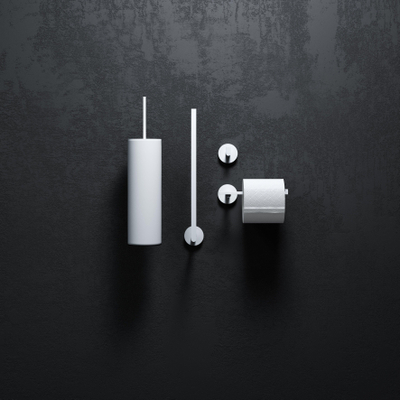 Clou Flat ensemble d'accessoires pour toilettes blanc mat