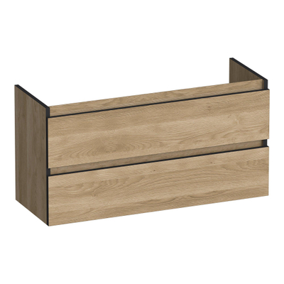 BRAUER Joy Edge wastafelonderkast ondiep 100 2 softclose lades - greeploos - 1 sifon uitsparing - Sunlit