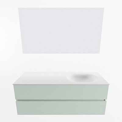 Mondiaz VICA ensemble de meuble de salle de bain - 130cm - meuble sous-vasque gris - 2 tiroirs - lavabo moon droite - 1 trou de robinet - couleur talc - miroir LED - version XL 60cm de haut