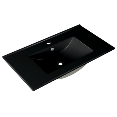 Saniclass Chaci Meuble de salle de bain - 80x45x55cm - lavabo en céramique noir mat - 1 vasque - 1 trou de robinet - 2 tiroirs - blanc mat