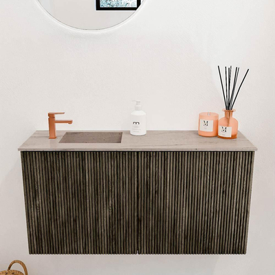 Mondiaz JOYA-DLUX 80cm toiletmeubel - kleur Shadow - Wastafel FAYE positie Links 1 kraangat kleur Saba.