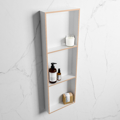 Mondiaz EASY Niche salle de bains - 89.5x8x29.5cm - à encastrer ou à monter - 3 compartiments - Rosee | Talc