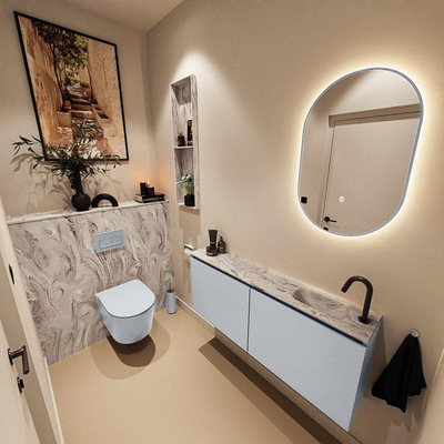 MONDIAZ TURE-DLUX 120cm toiletmeubel Clay. EDEN wastafel Glace positie rechts. Met 1 kraangat.