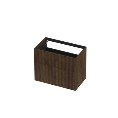 INK Meuble sous-lavabo - 80x45x65cm - 2 tiroirs - push to open - MDF - fraisé - placage - Chocolate