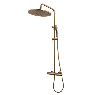 Wiesbaden Caral set de douche pluie - 25cm - rond - apparent - avec inverseur - douchette stick - barre de douche 119cm - bronze cuivre brossé