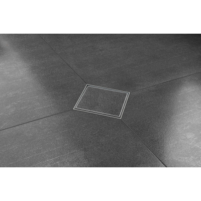Easy Drain Aqua Quattro Tegel vloerput met ABS afwerkdeel/RVS betegelbaar rooster en uitloop verticaal 15x15cm inbouwdiepte 117 155mm waterslot 50mm OUTLETSTORE