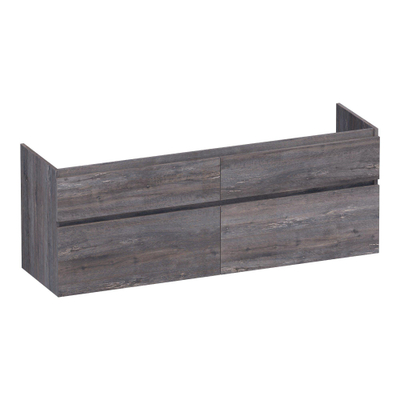 BRAUER Delight meuble sous-lavabo - 160x46x60cm - 4 tiroirs à fermeture en douceur - sans poignées - 2 découpes pour siphon - Driftwood