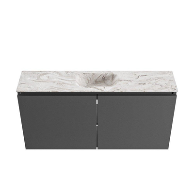 MONDIAZ TURE-DLUX 100cm toiletmeubel Dark Grey. EDEN wastafel Glace positie midden. Zonder kraangat.