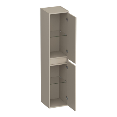 BRAUER Adore Wavy armoire haute - 160x35x35cm - 2 portes - ouvrant à gauche ou à droite - sans poignée - beige mat