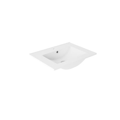 Saniclass Chaci PLUS Ensemble meuble de salle de bains - 60x86x46cm - lavabo en céramique blanc - 1 vasque - sans trous de robinet - 3 tiroirs - miroir rectangulaire - cotton mat (beige)