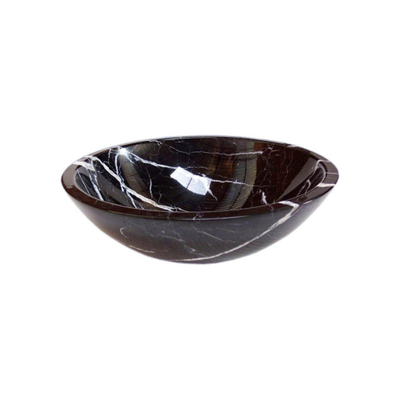 FugaFlow Efficiente Arredo Nero Marquina Waskom - 43x43x13.5cm - rond - marmer - zwart