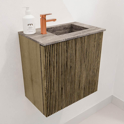 Mondiaz JOYA-DLUX 40cm toiletmeubel - kleur Dusk - Wastafel FAYE positie Rechts 1 kraangat kleur Oza.