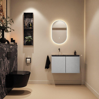 MONDIAZ TURE-DLUX Meuble toilette - 80cm - Plata - EDEN - vasque Lava - position gauche - sans trou de robinet