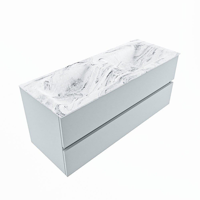 Mondiaz VICA-DLUX ensemble de meuble de salle de bain - 120cm - meuble sous-vasque argile - 2 tiroirs - lavabo encastré nuage double - sans trous de robinet - version haute de 60cm - glace