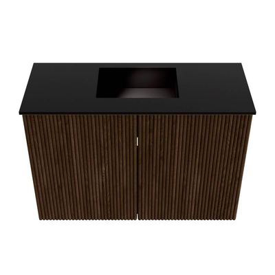 Mondiaz JOYA 60cm toiletmeubel - kleur Walnut - Wastafel FAYE positie Midden Zonder kraangat kleur Urban.
